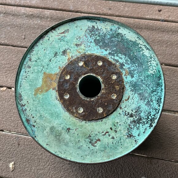 Antique "The Nymph" Large Decorative 12" Metal Stock Pot w/Handles & Affixed Lid - Picture 7 of 11